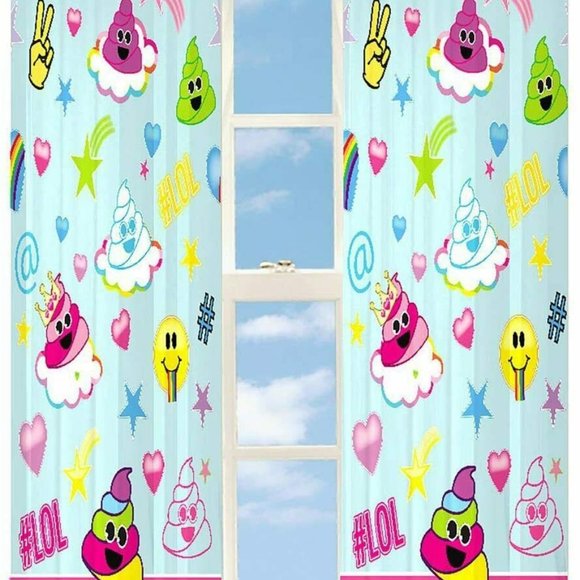Emoji Raining Emoji's Room Darkening Drapes Panels Window Curtains 42 x 63 Inch - Picture 16 of 16